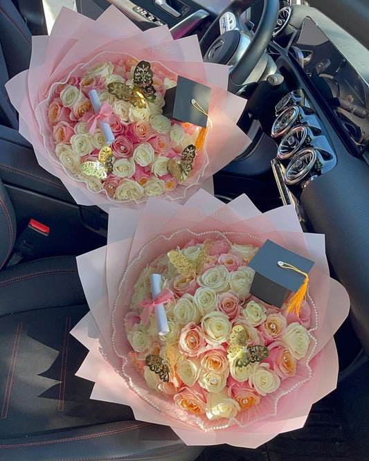 “You Did It!” Graduation Pink Rose Bouquet