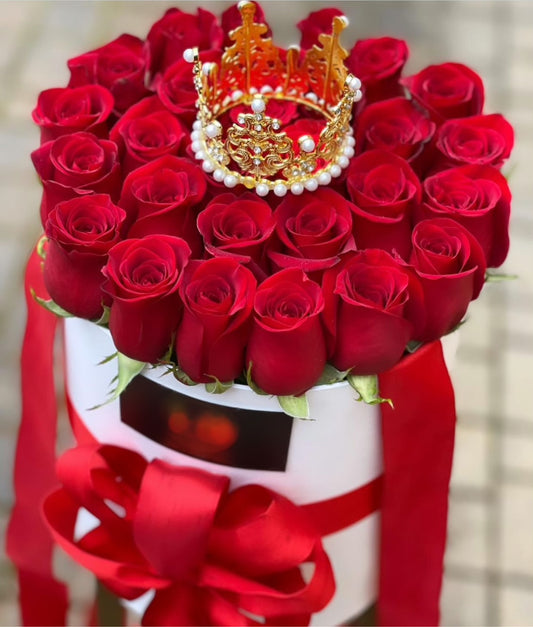 Red & white Premium Roses in Box - Floral Fashion Boutique