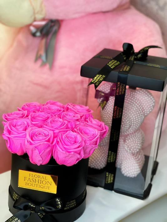 Dark pink set Roses can last up to 3 years - Floral Fashion Boutique
