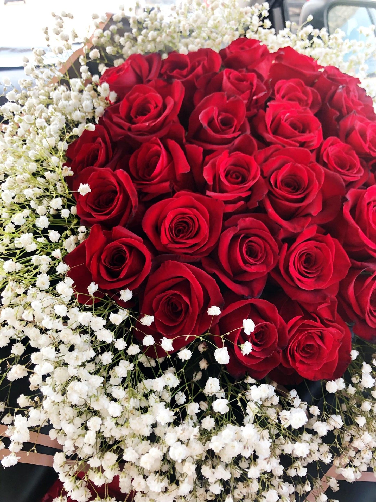Red roses with baby breath - Floral Fashion Boutique