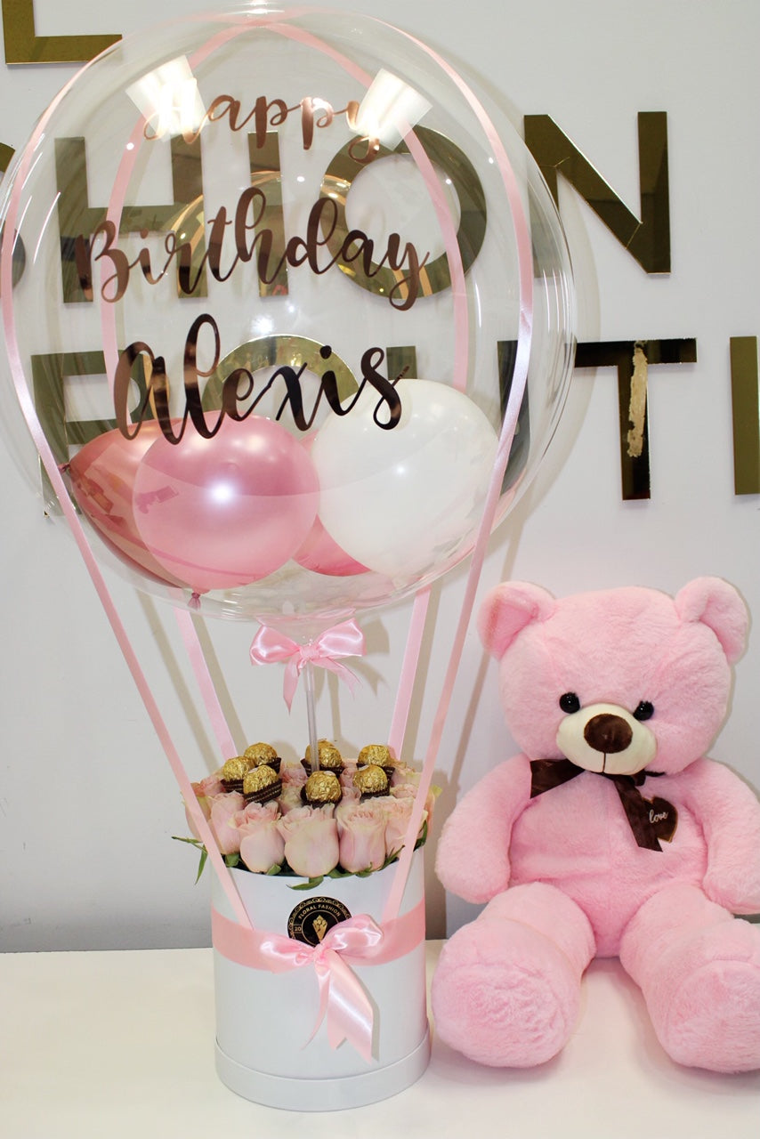 Round box with balloon - Floral Fashion Boutique
