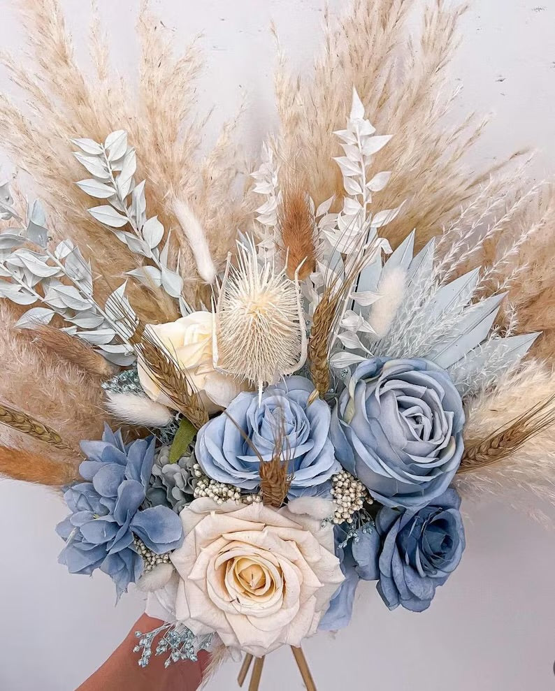 💙 Boho Blue Wedding Bouquet – A Timeless Touch for Your Special Day