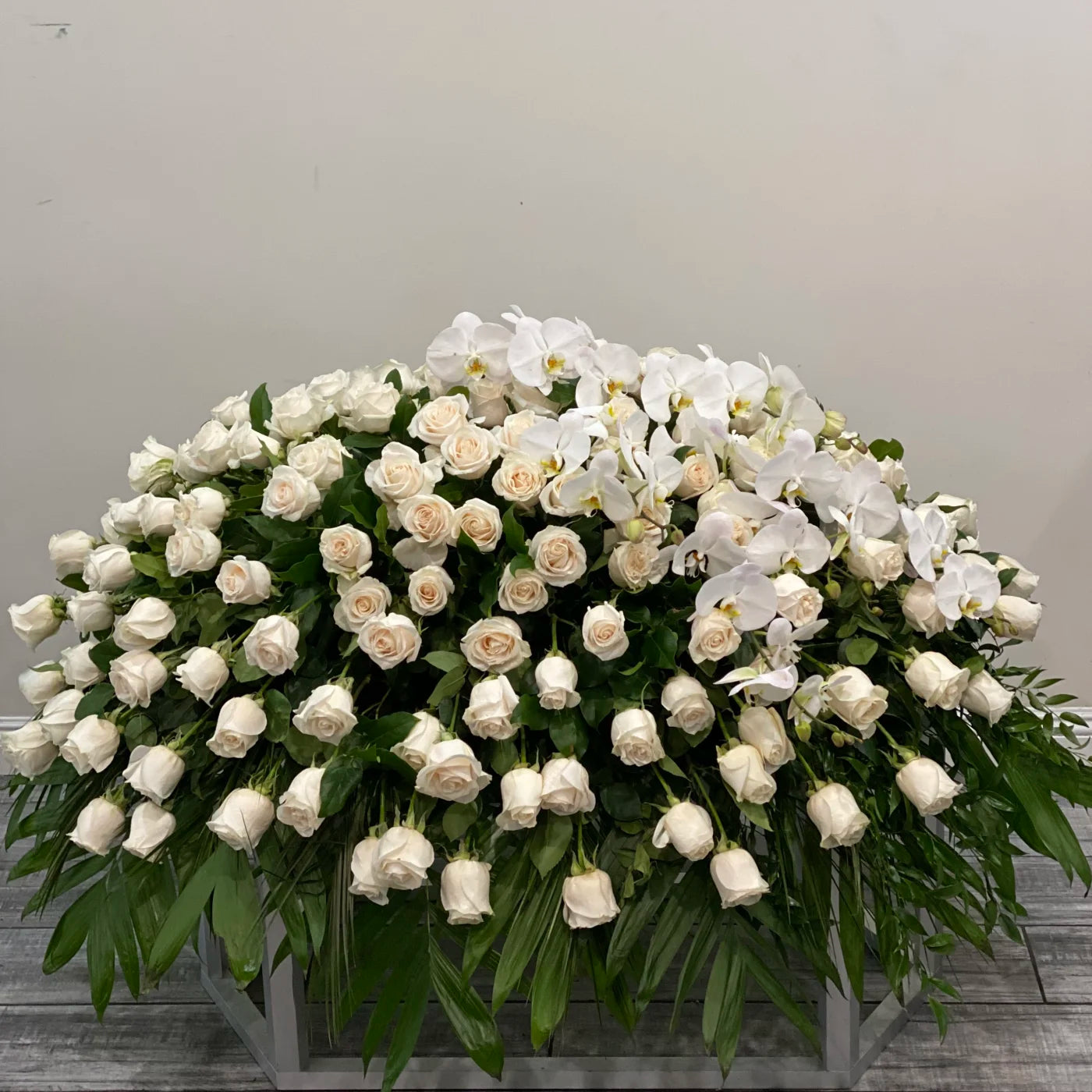 White casket spray / Funeral Arrangements - Floral Fashion Boutique