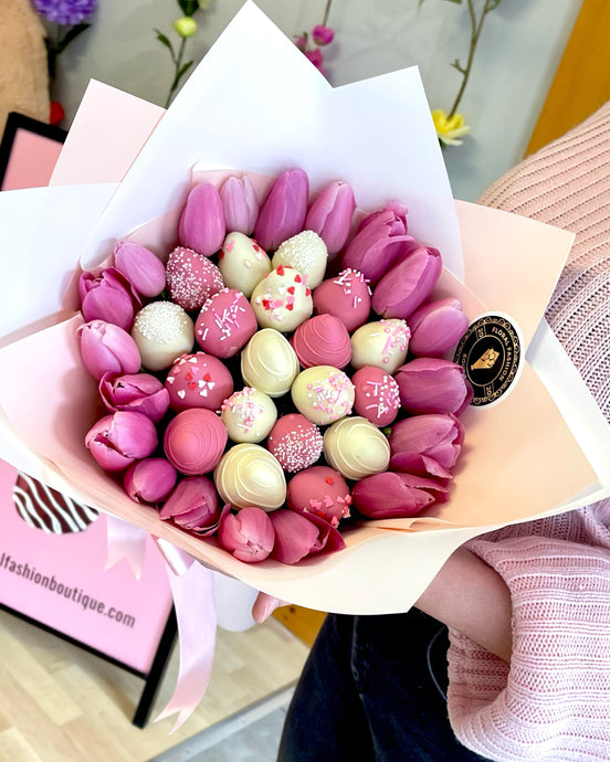Pink Tulips/Edible Arrangements - Floral Fashion Boutique