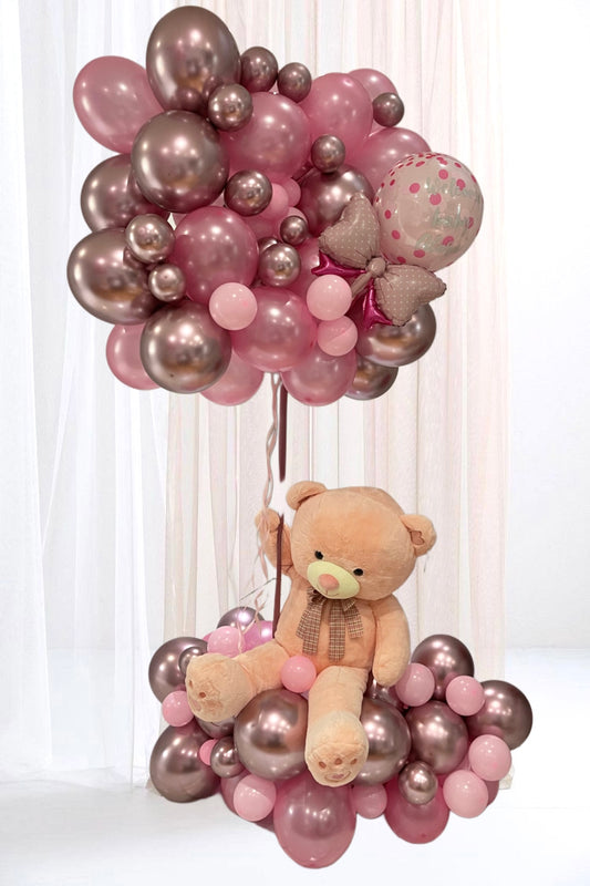 Custom 6-Foot Balloon Stand with Teddy Bear – Baby Shower & Welcome Baby Decor