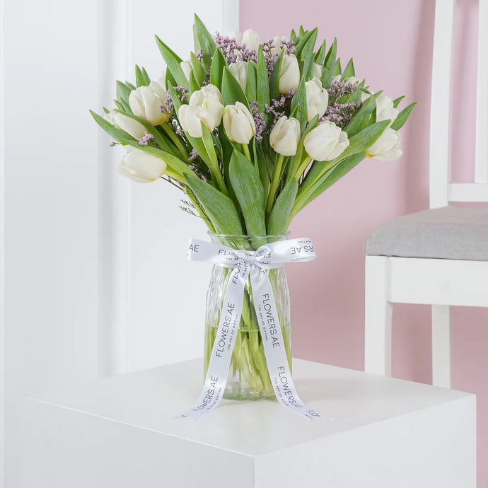 Luxury White Tulips - Vase - Floral Fashion Boutique
