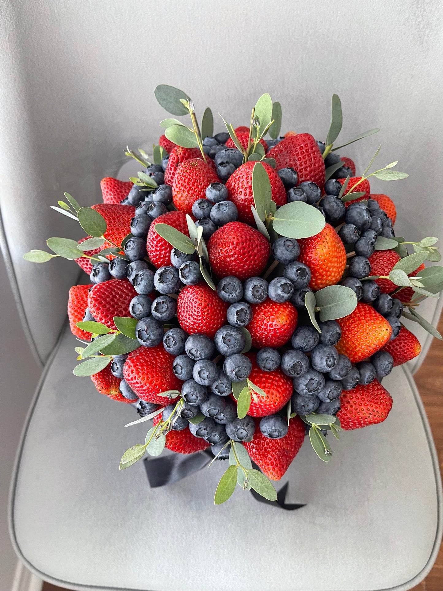 Get Well Soon Fruit Bouquet – Fresh Strawberries, Blueberries & Eucalyptus