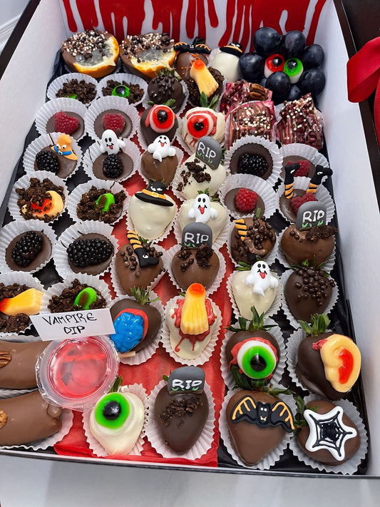 Halloween Family Treat Box – Chocolate Dipped Strawberries & Spooky Fruit Delights