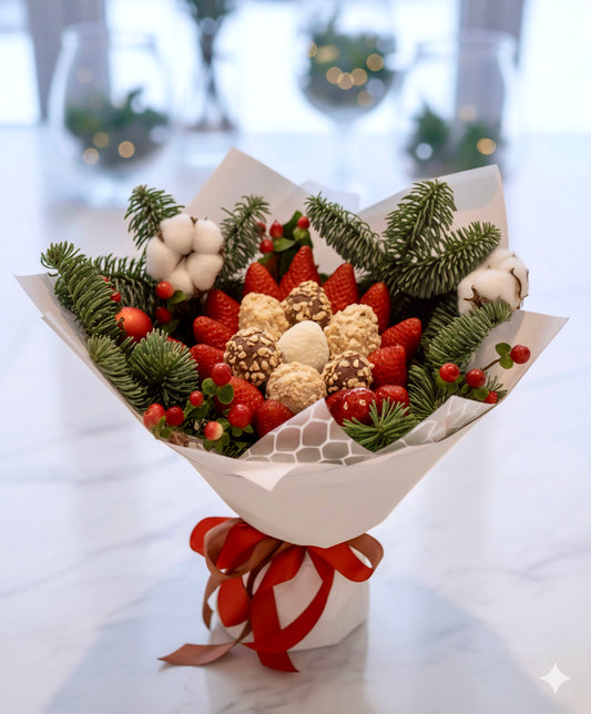 Fresh Christmas Strawberry & Chocolate Bouquet | Elegant Holiday Gift
