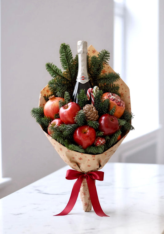 Exclusive Christmas Arrangement | Elegant Fruit & Sparkling Wine Gift
