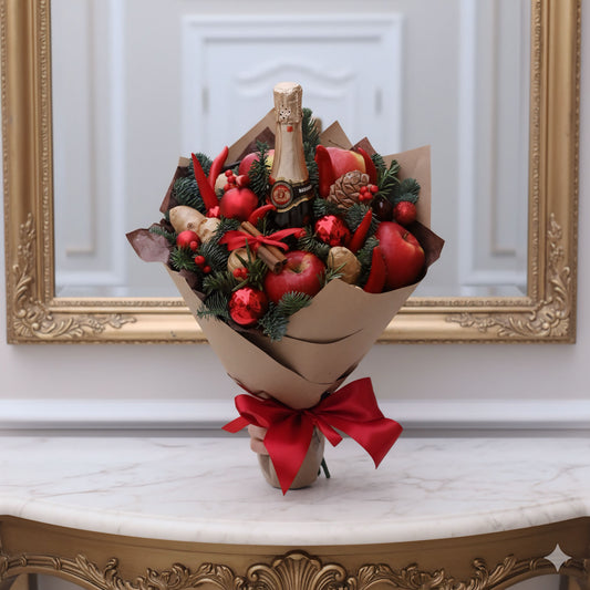 Luxury Festive Gourmet Gift | Champagne, Fruit & Spice Holiday Bouquet