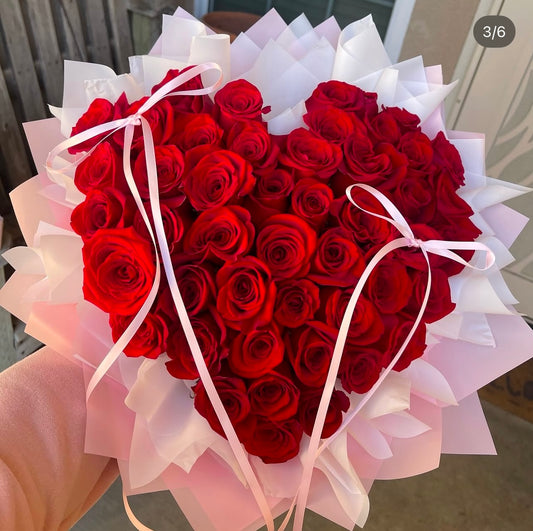 Elegant Heart-Shaped Red Rose Arrangement