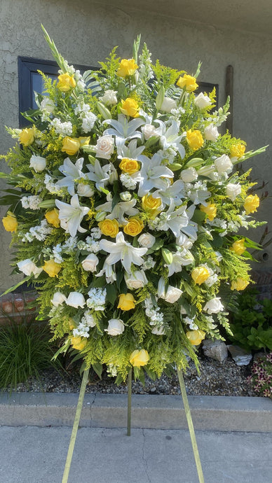 Yellow tribute spray/ Funeral Arrangements - Floral Fashion Boutique