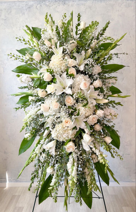 Pure white standing spray / Funeral Arrangements - Floral Fashion Boutique