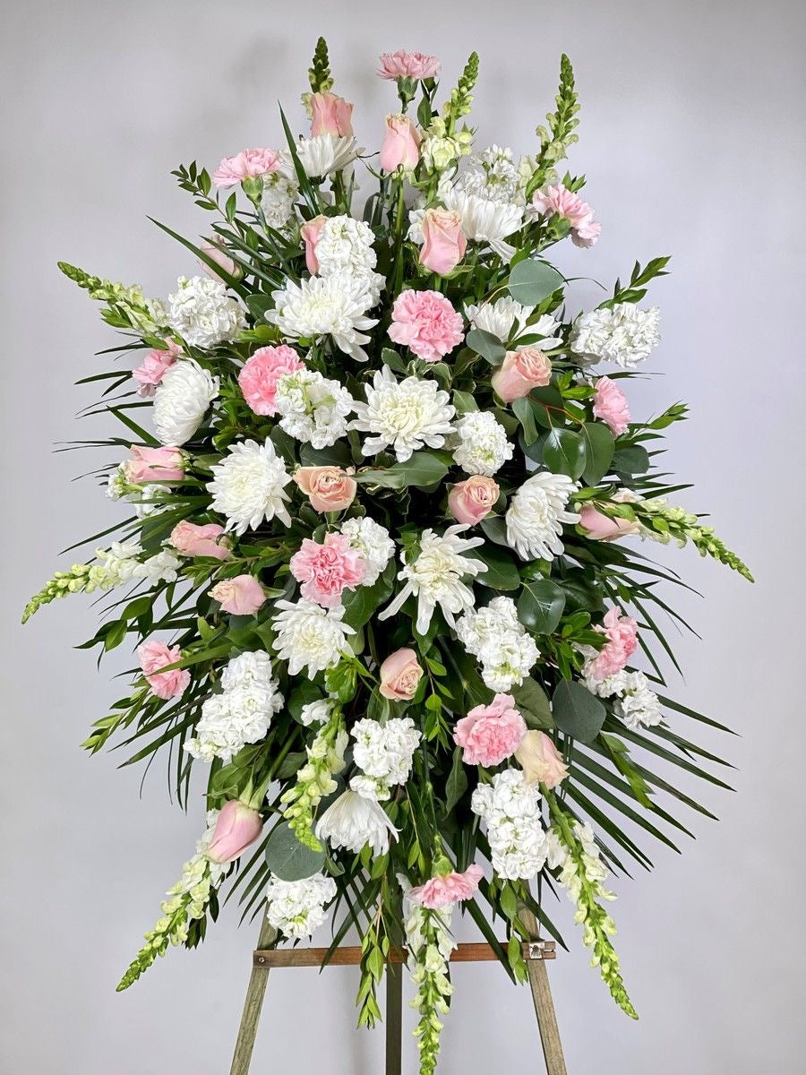 Pink and white standing spray / Funeral Arrangement - Floral Fashion Boutique