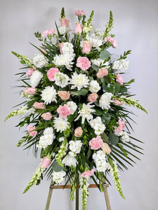 Pink and white standing spray / Funeral Arrangement