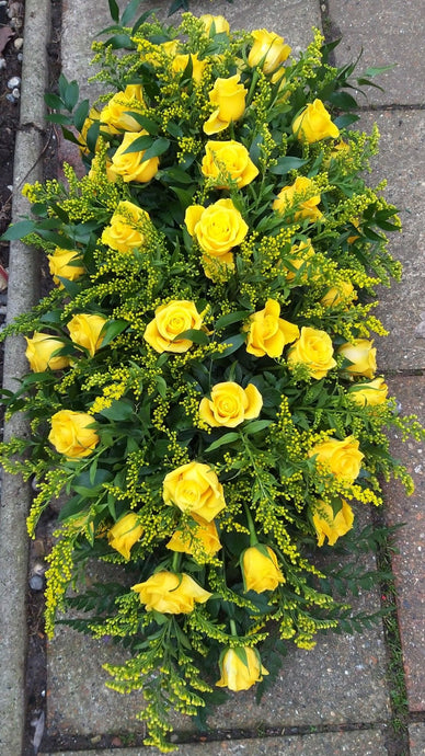 Yellow casket spray/ funeral Arrangements - Floral Fashion Boutique