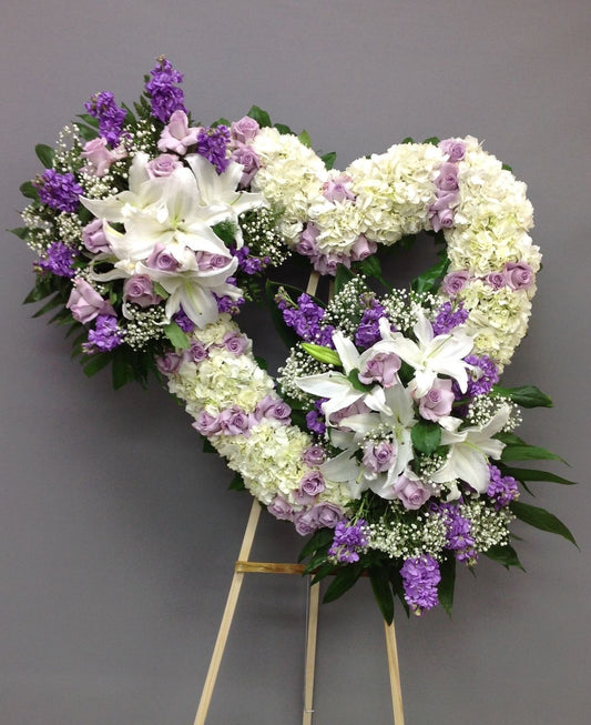 Eternal Lilac standing heart / Funeral Arrangements - Floral Fashion Boutique