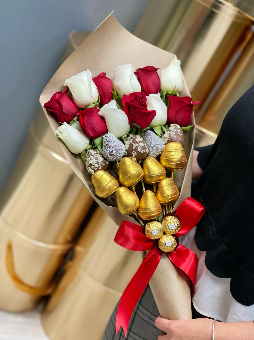 Red and gold touches