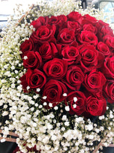Load image into Gallery viewer, Red roses with baby breath
