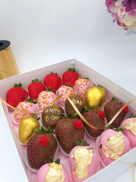 Red and Pink - chocolate dipped strawberries - Floral Fashion Boutique