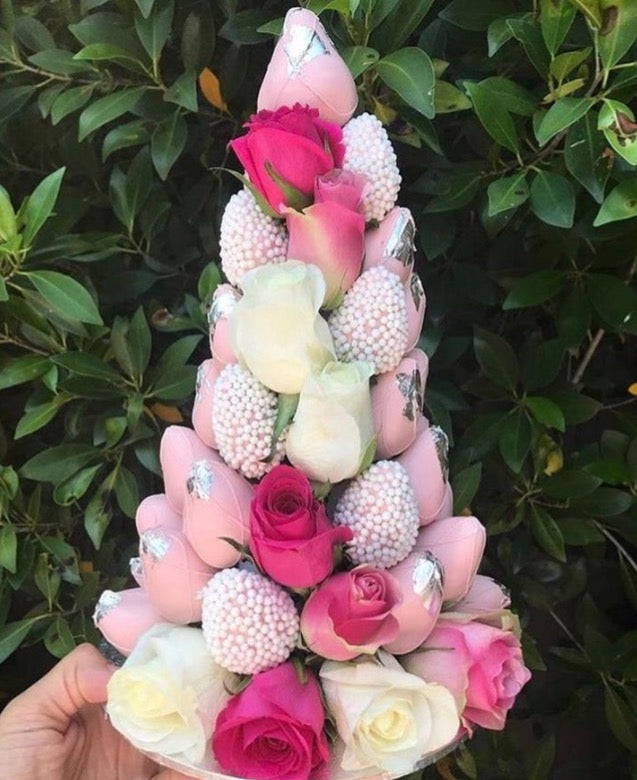 Pink and White Bead Strawberry Tower